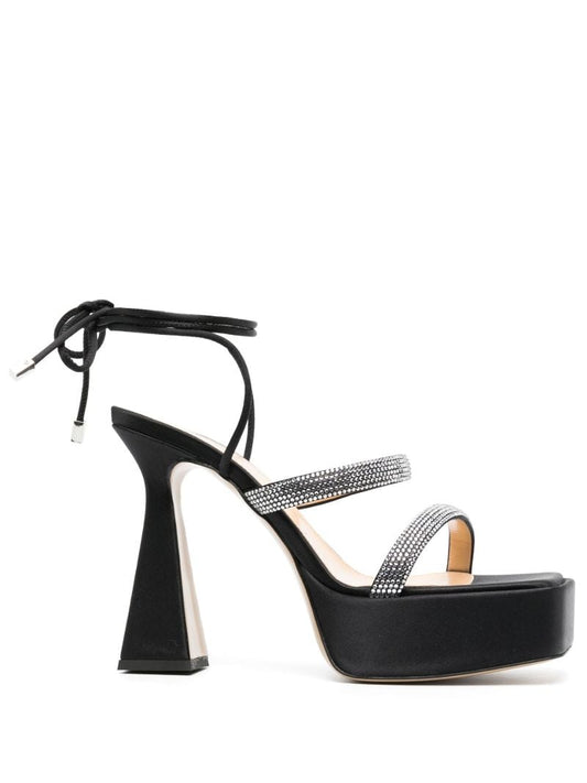 Black Devon 140 Crystal Satin Sandals