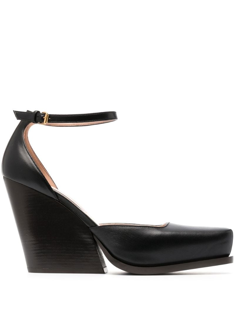 Black Cowboy 100 Faux Leather Pumps