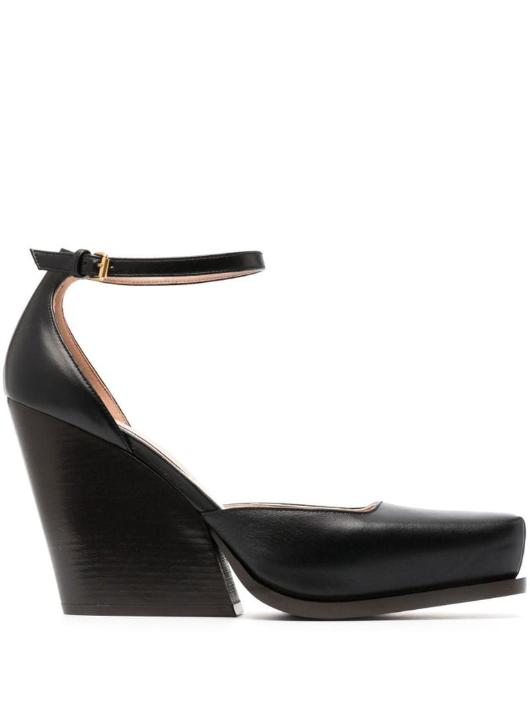 Black Cowboy 100 Faux Leather Pumps