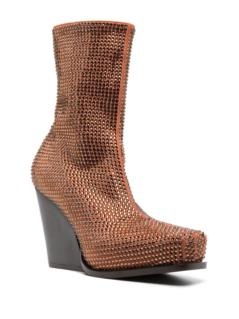 Brown Crystal Cowboy 80 Faux Leather Boots