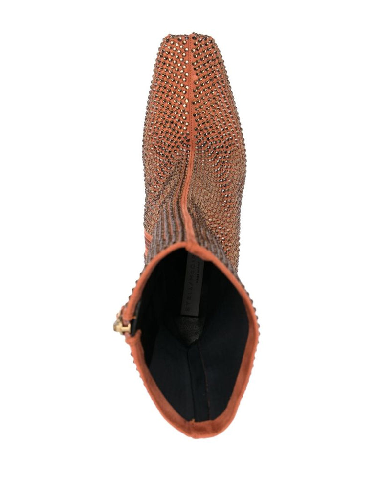 Brown Crystal Cowboy 80 Faux Leather Boots
