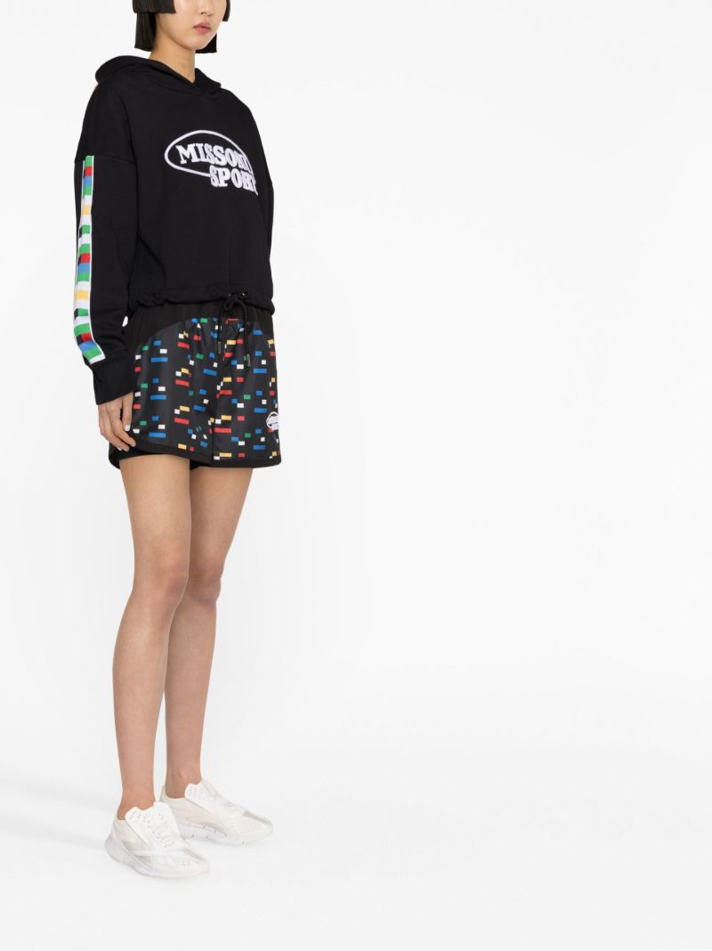 Black Pixel Print Running Shorts
