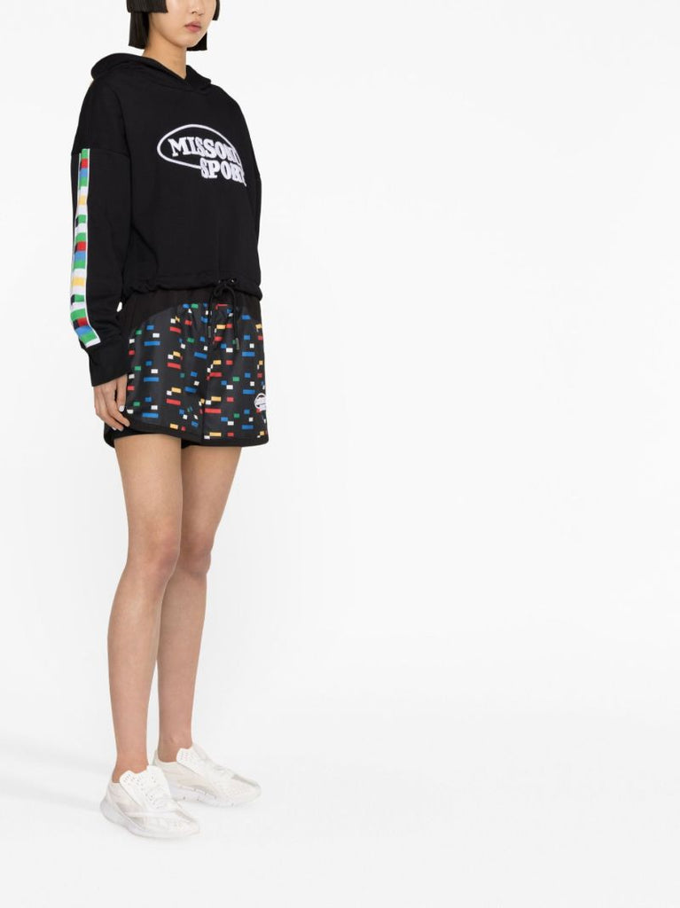 Black Pixel Print Running Shorts