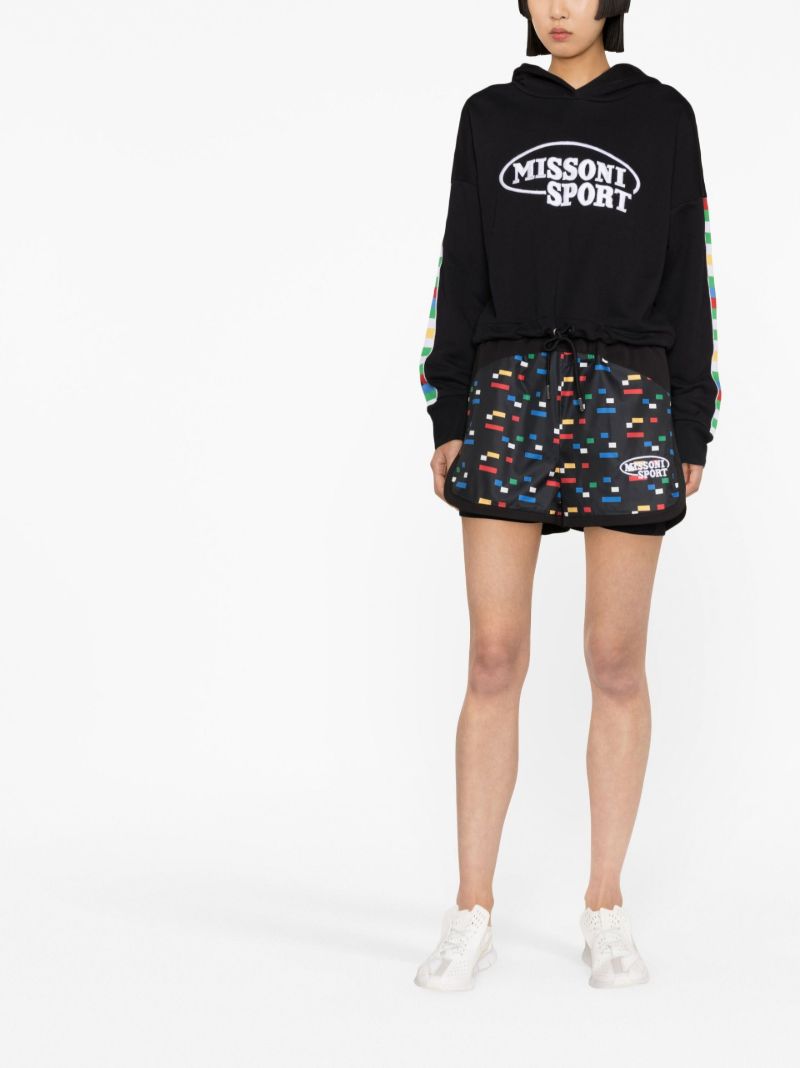 Black Pixel Print Running Shorts