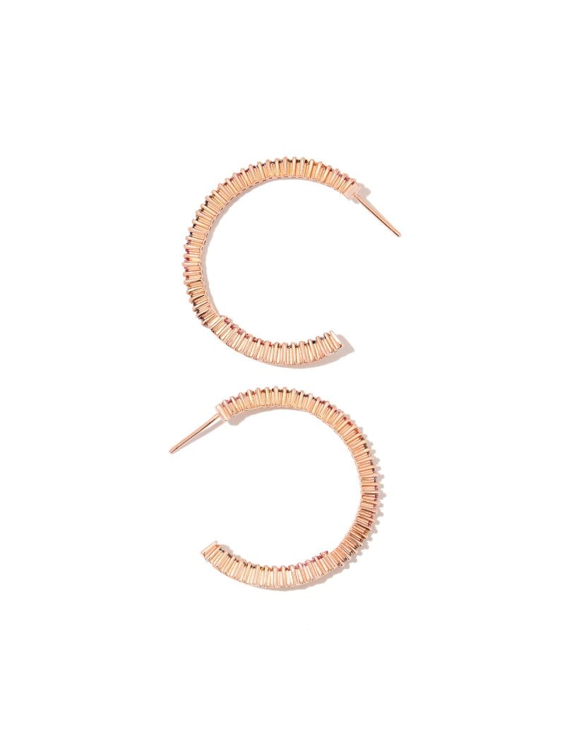 18k Rose Gold Rainbow Sapphire Hoop Earrings
