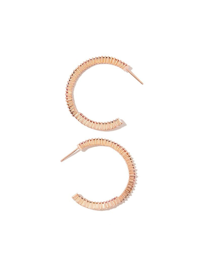 18k Rose Gold Rainbow Sapphire Hoop Earrings