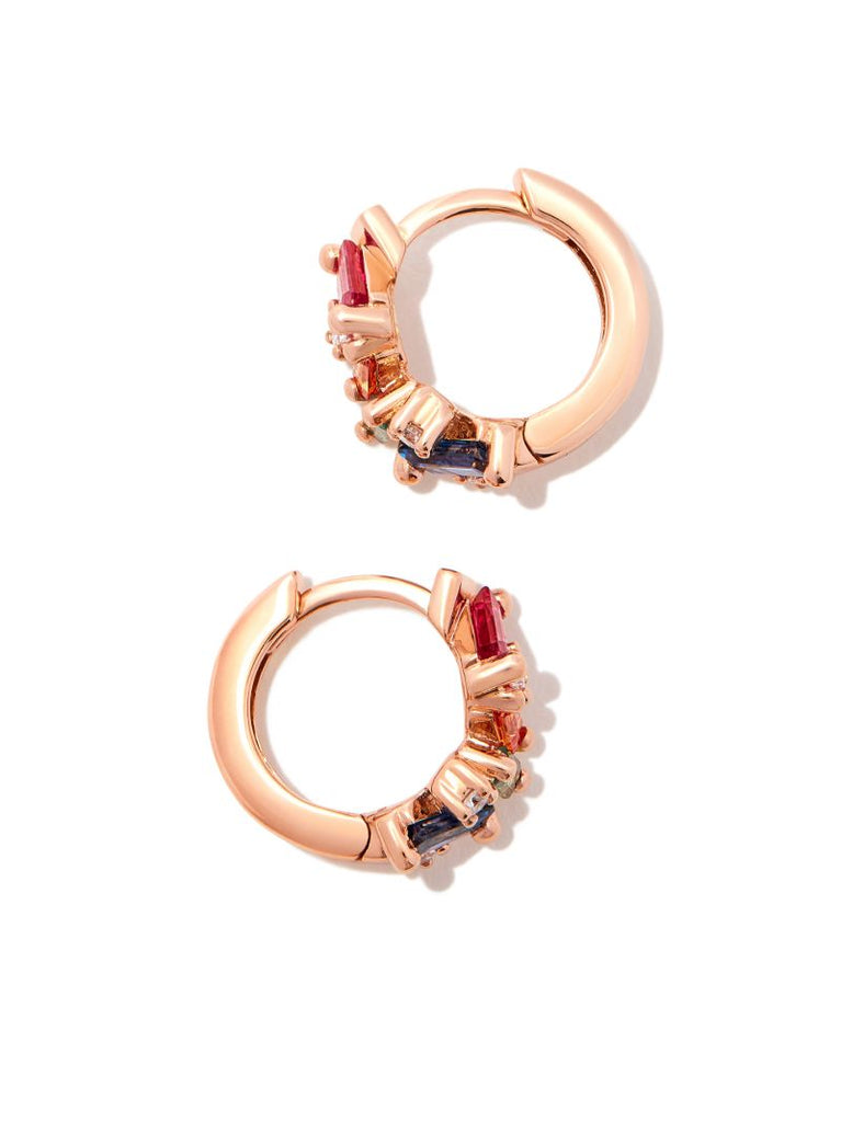 18k Rose Gold Frenzy Sapphire and Diamond Huggie Earrings