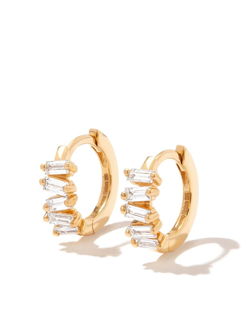 18k Yellow Gold Bold Diamond Huggie Earrings