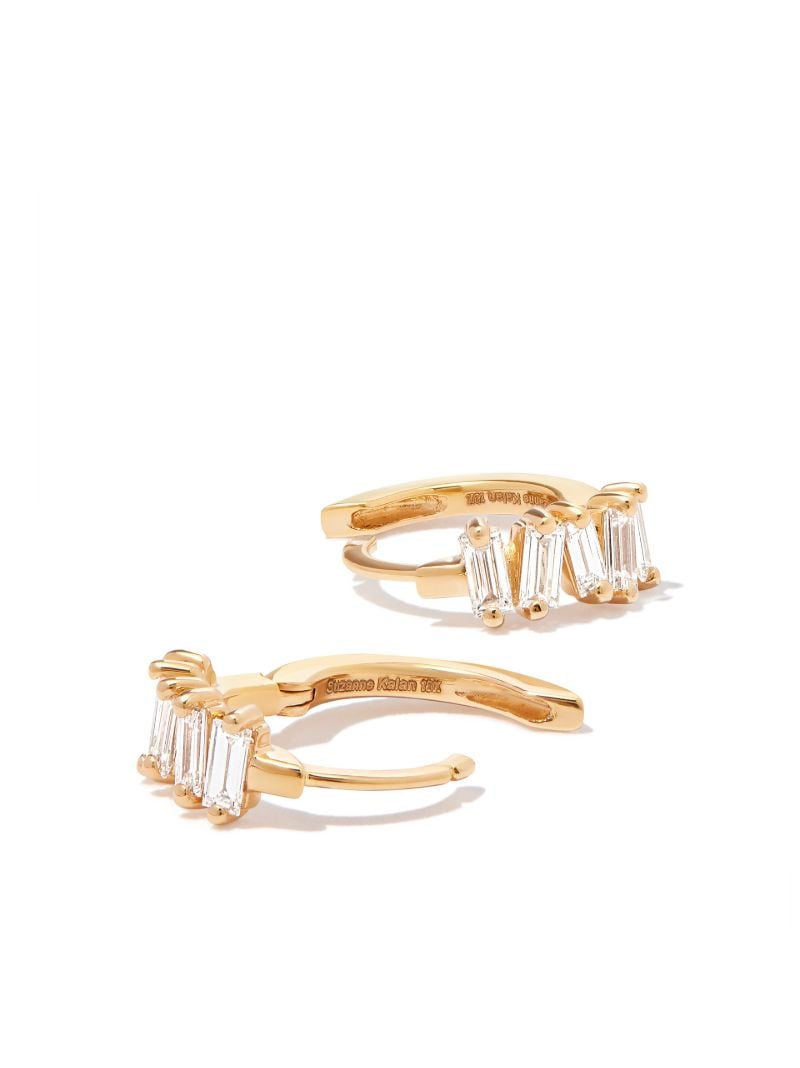 18k Yellow Gold Bold Diamond Huggie Earrings