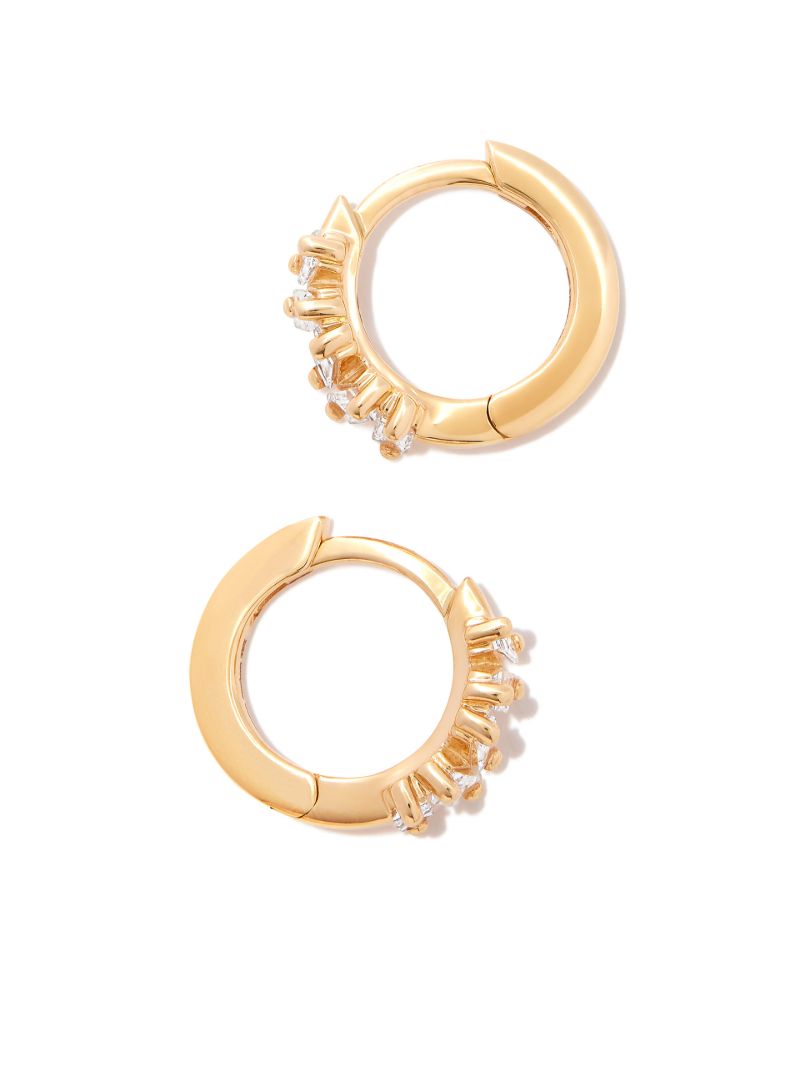 18k Yellow Gold Bold Diamond Huggie Earrings
