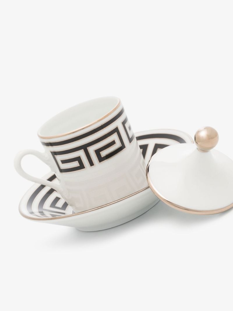 White Labirinto Nero Porcelain Espresso Cup Set