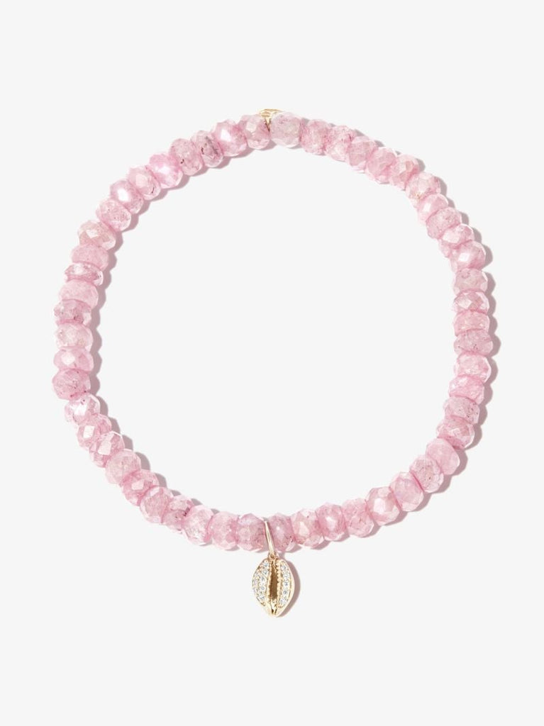 14k Yellow Gold Shell Grapolite Diamond Beaded Bracelet