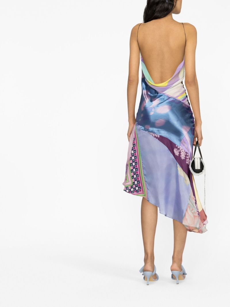Multicoloured Sexy Fish Asymmetric Midi Dress