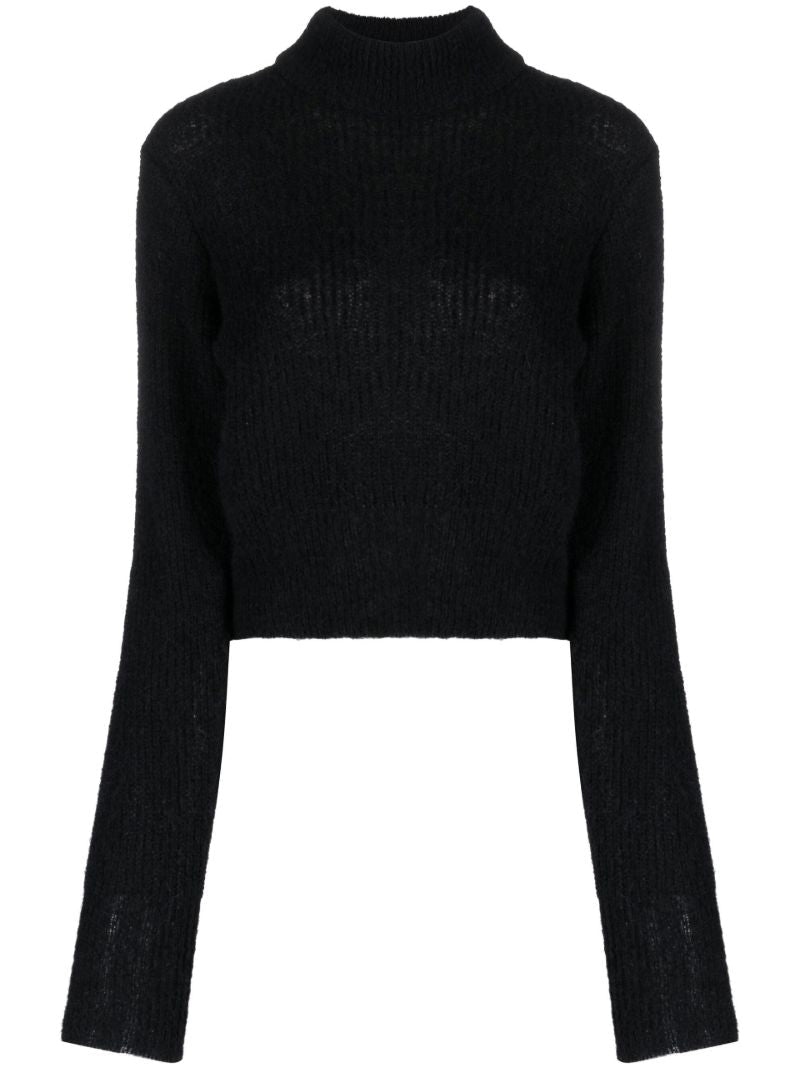 Black Intact Cropped Turtleneck Sweater