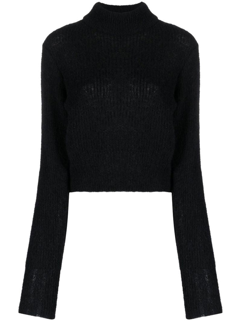 Black Intact Cropped Turtleneck Sweater