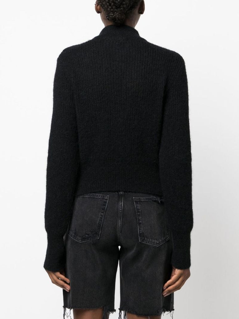 Black Intact Cropped Turtleneck Sweater