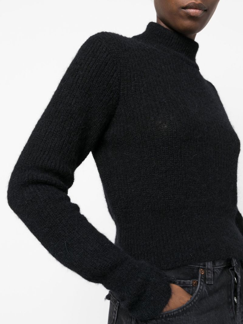Black Intact Cropped Turtleneck Sweater