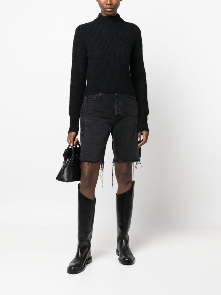 Black Intact Cropped Turtleneck Sweater