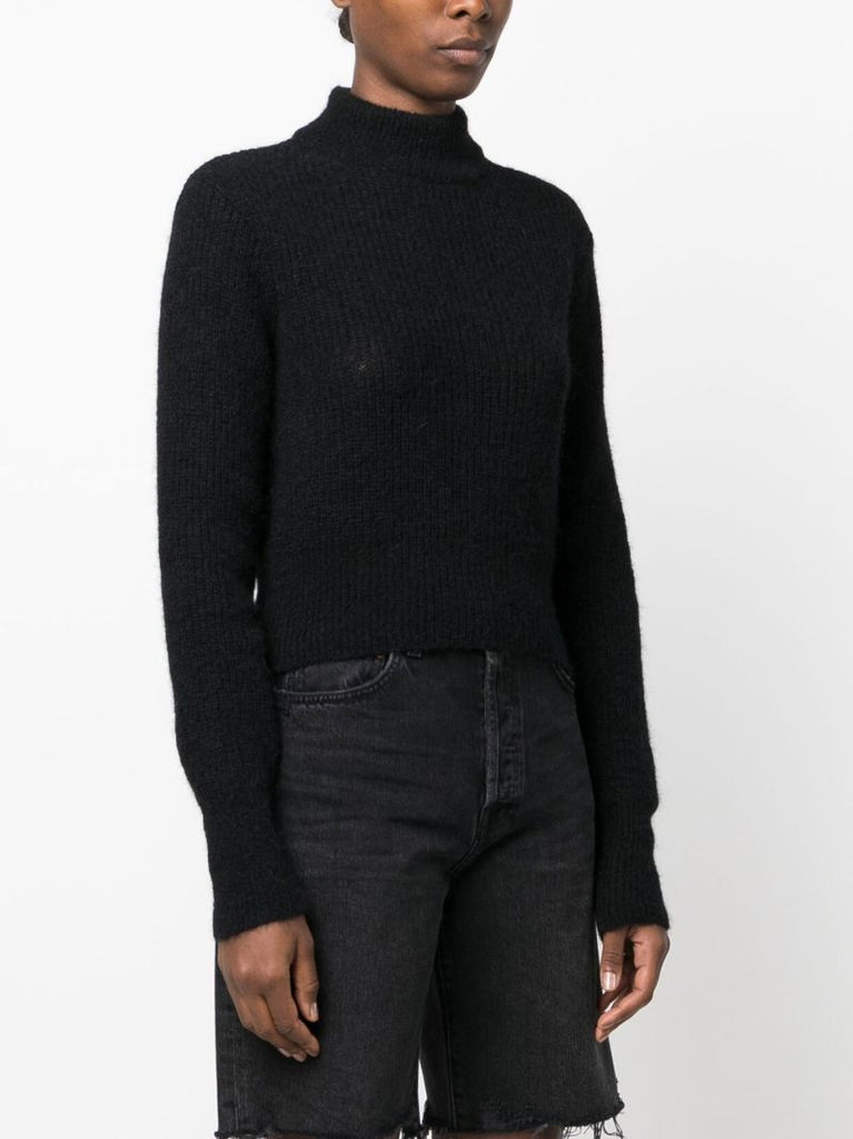 Black Intact Cropped Turtleneck Sweater