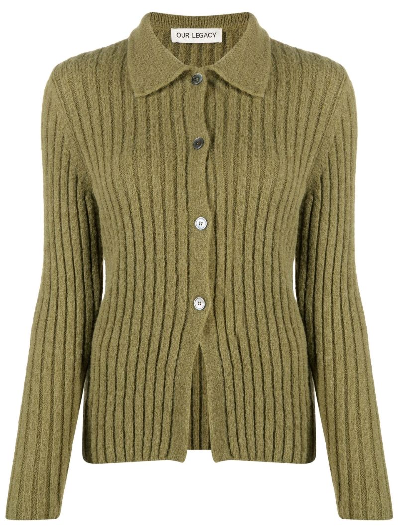 Green Rib-knit Cardigan