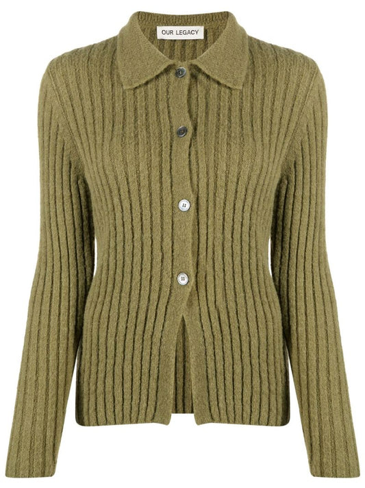Green Rib-knit Cardigan