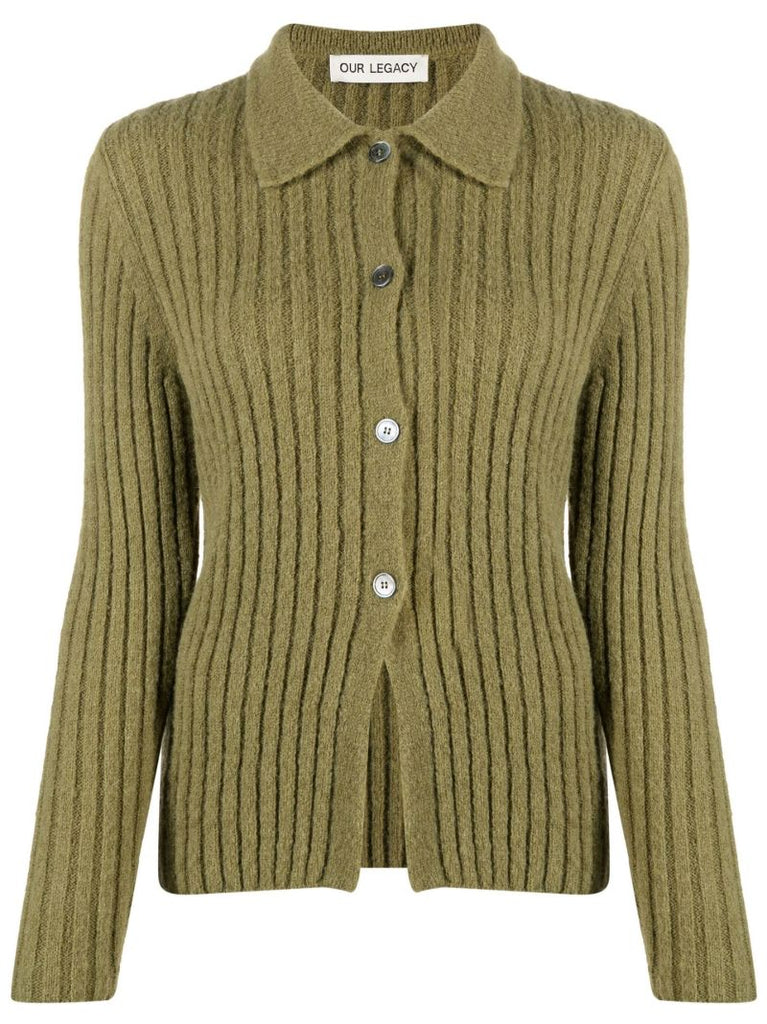 Green Rib-knit Cardigan