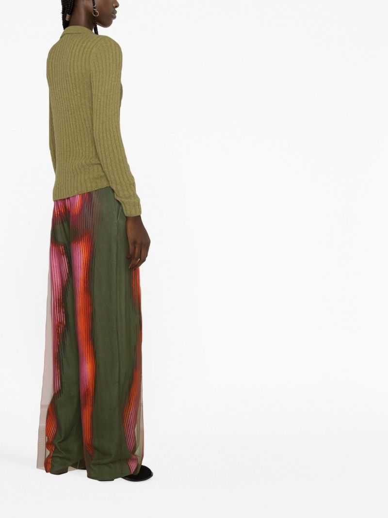 Green Rib-knit Cardigan
