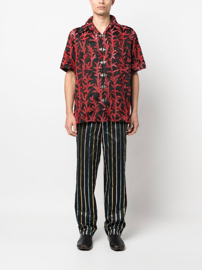 Black Sequin Embroidered Silk Shirt