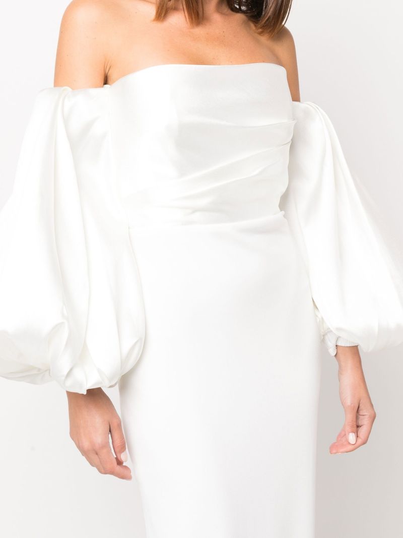 White Carmen Off-the-shoulder Puff Sleeve Maxi Dress