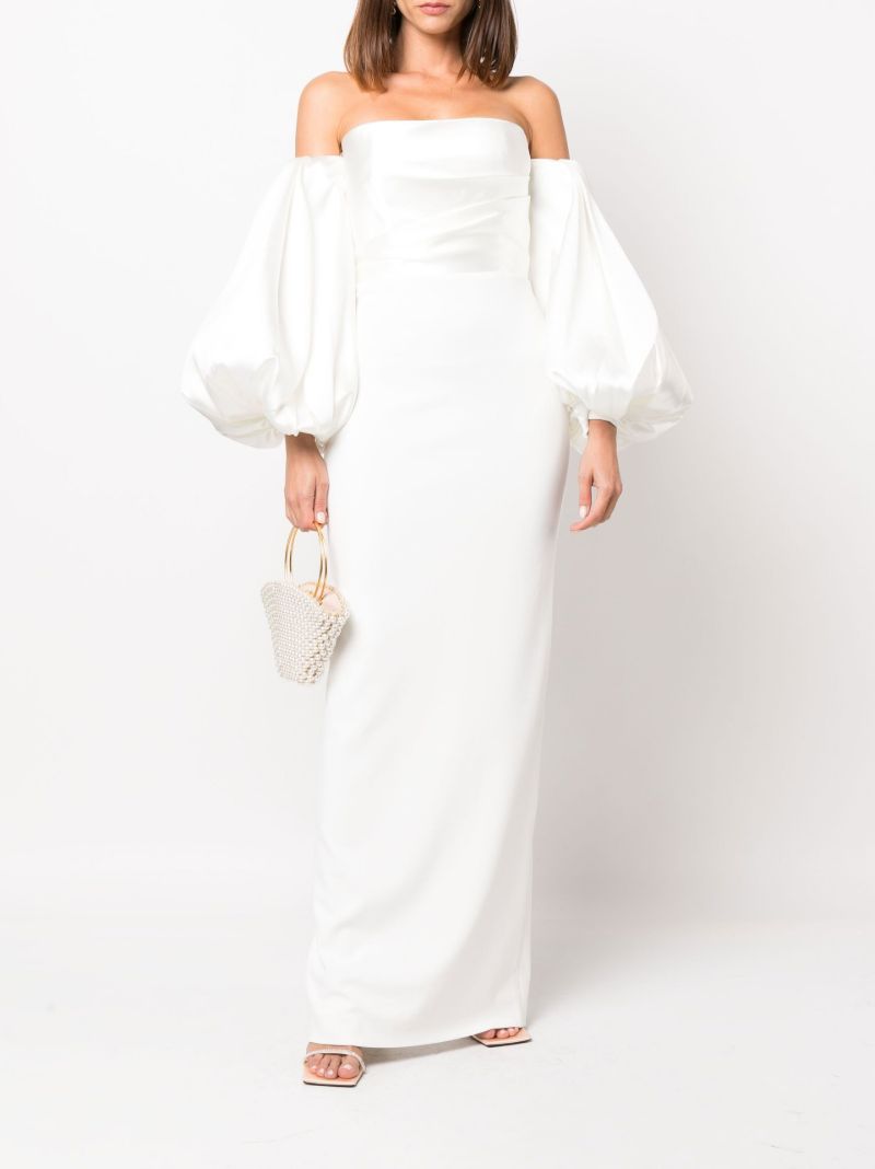 White Carmen Off-the-shoulder Puff Sleeve Maxi Dress
