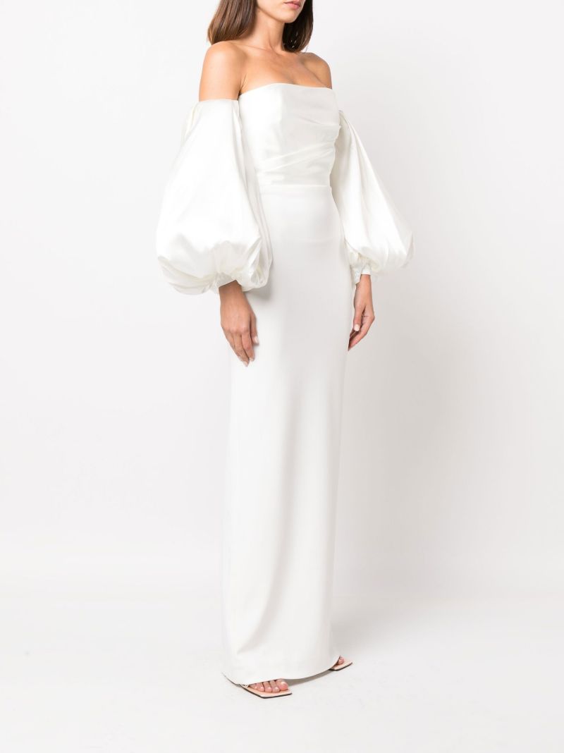 White Carmen Off-the-shoulder Puff Sleeve Maxi Dress