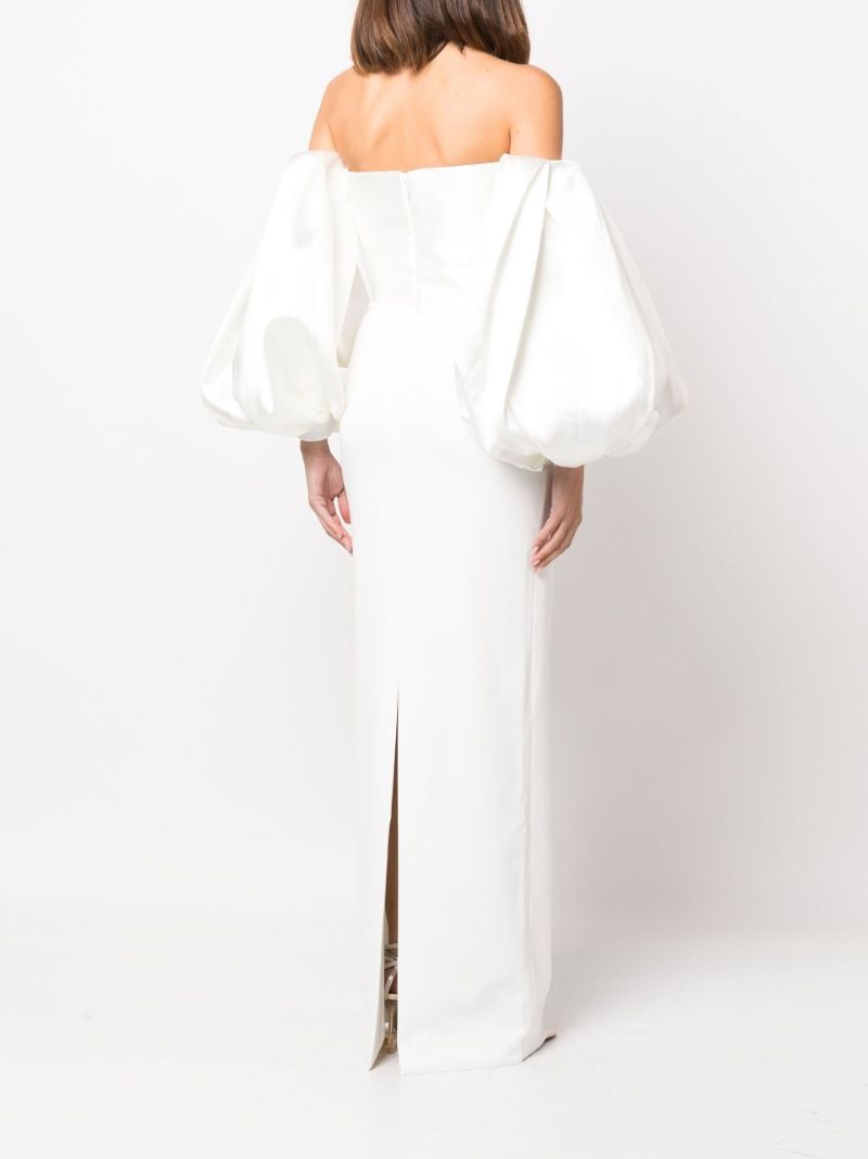 White Carmen Off-the-shoulder Puff Sleeve Maxi Dress