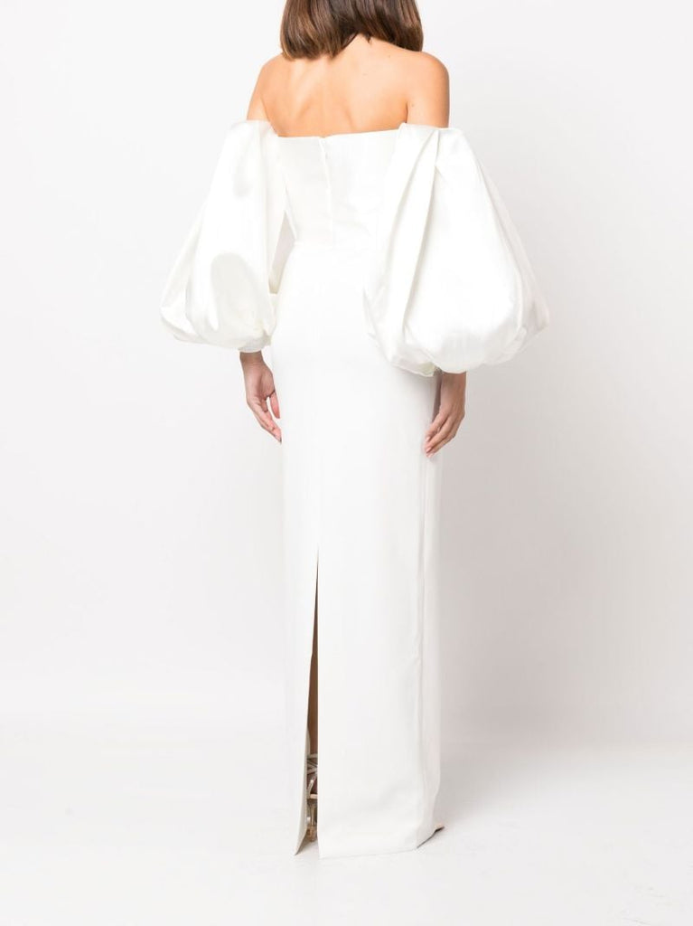 White Carmen Off-the-shoulder Puff Sleeve Maxi Dress