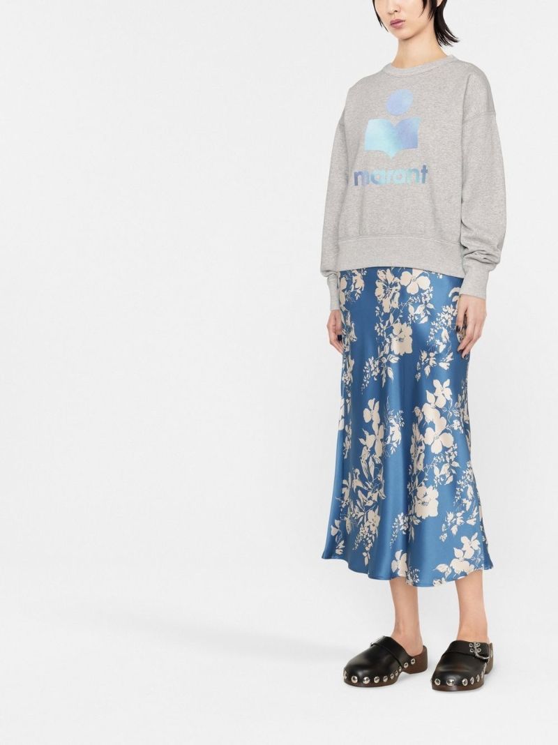 Grey Mobyli Logo Print Cotton Sweatshirt