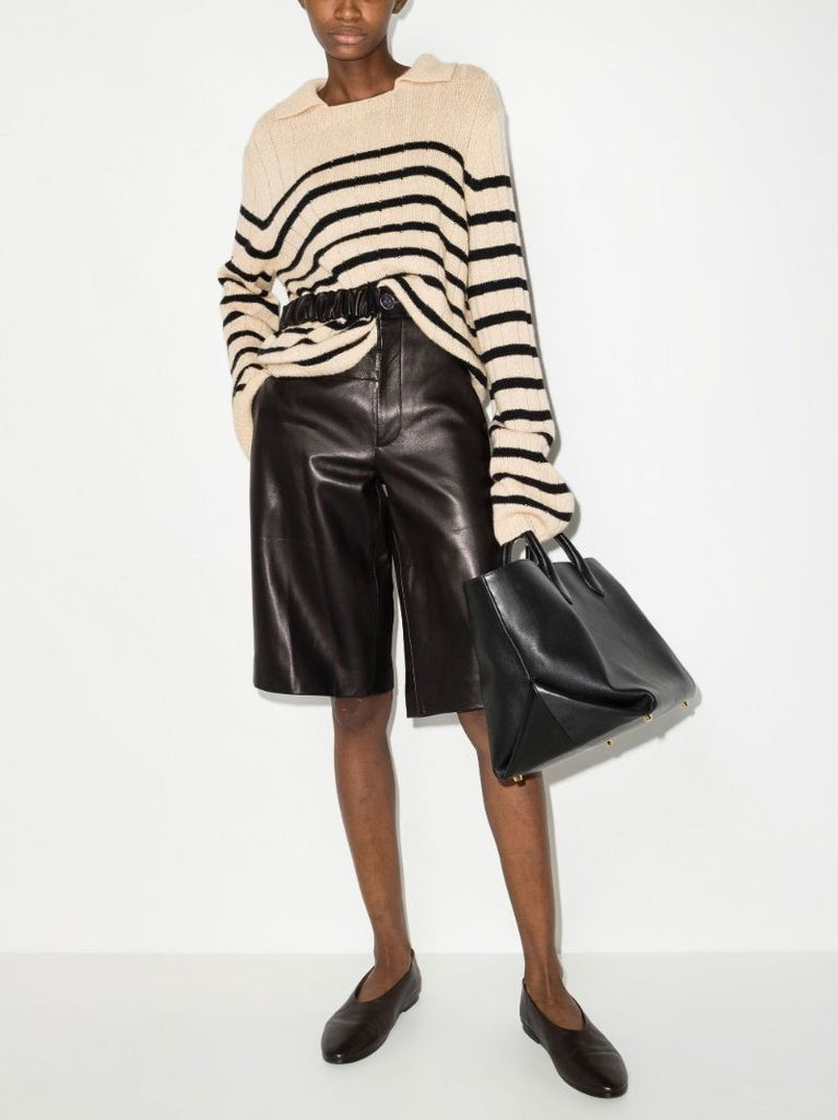Neutral Mateo Striped Cashmere Sweater