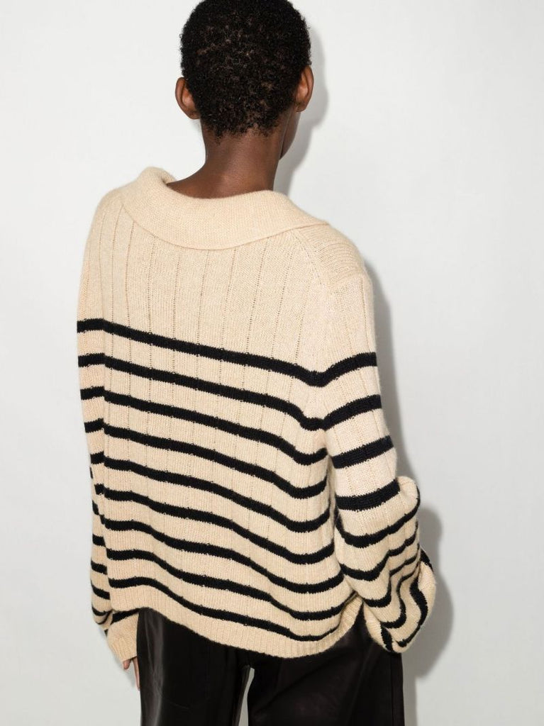 Neutral Mateo Striped Cashmere Sweater