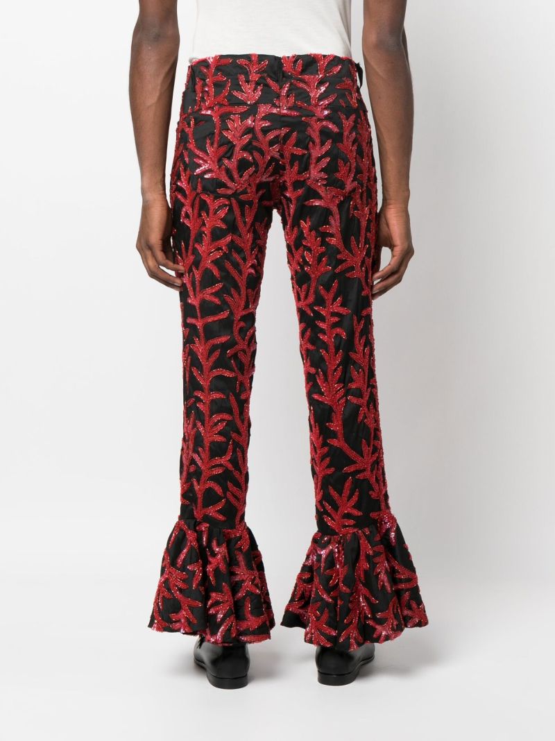 Black Sequin Embroidered Silk Trousers