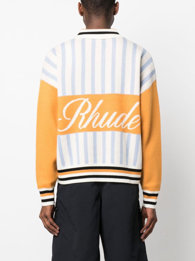 Neutral Logo Intarsia Knit Polo Shirt