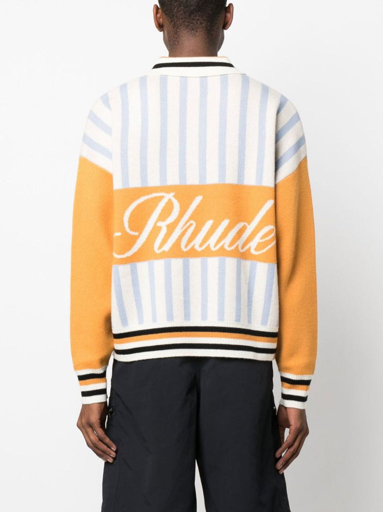 Neutral Logo Intarsia Knit Polo Shirt