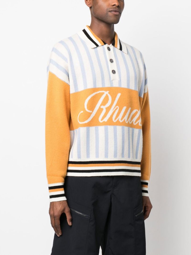 Neutral Logo Intarsia Knit Polo Shirt