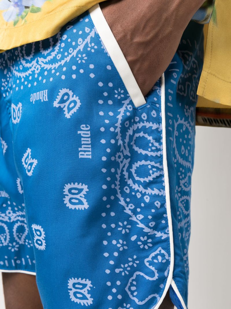 Blue Bandana Print Track Shorts
