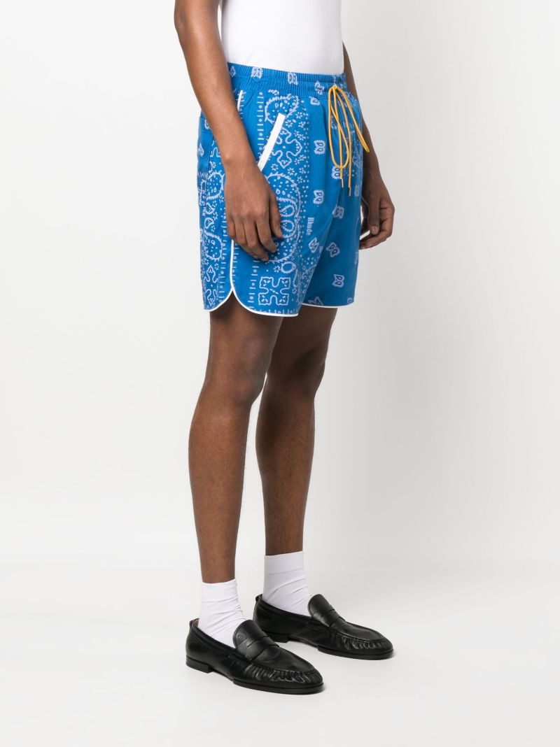 Blue Bandana Print Track Shorts