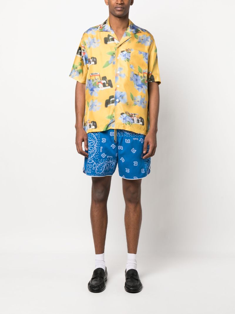 Blue Bandana Print Track Shorts