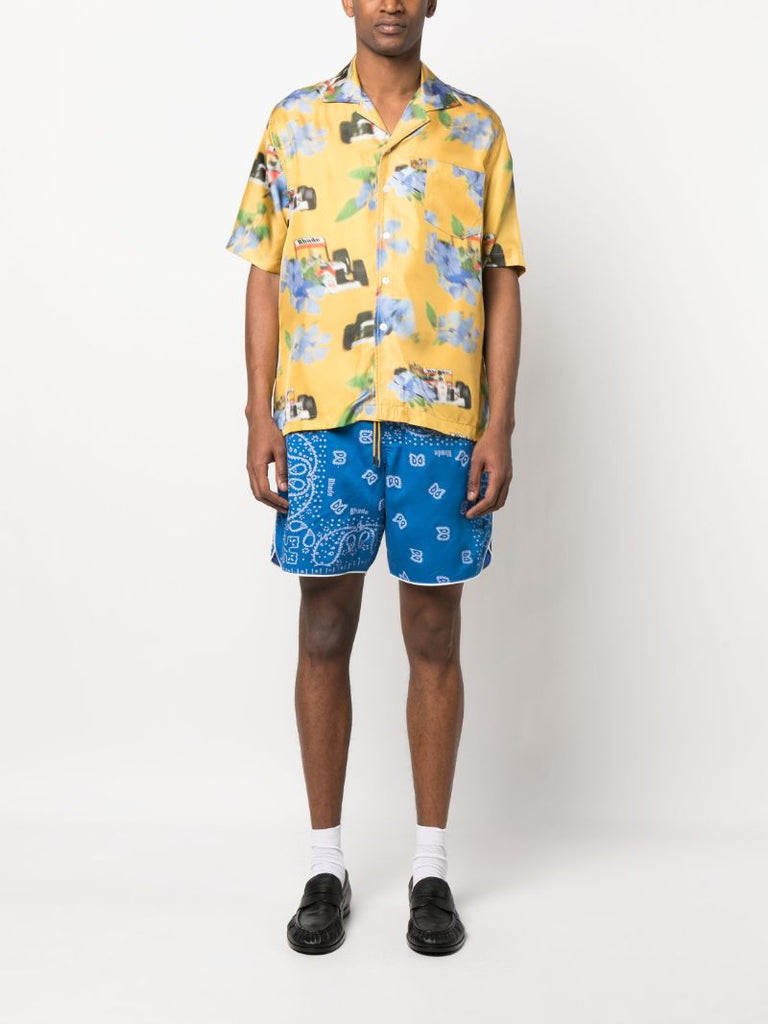 Blue Bandana Print Track Shorts