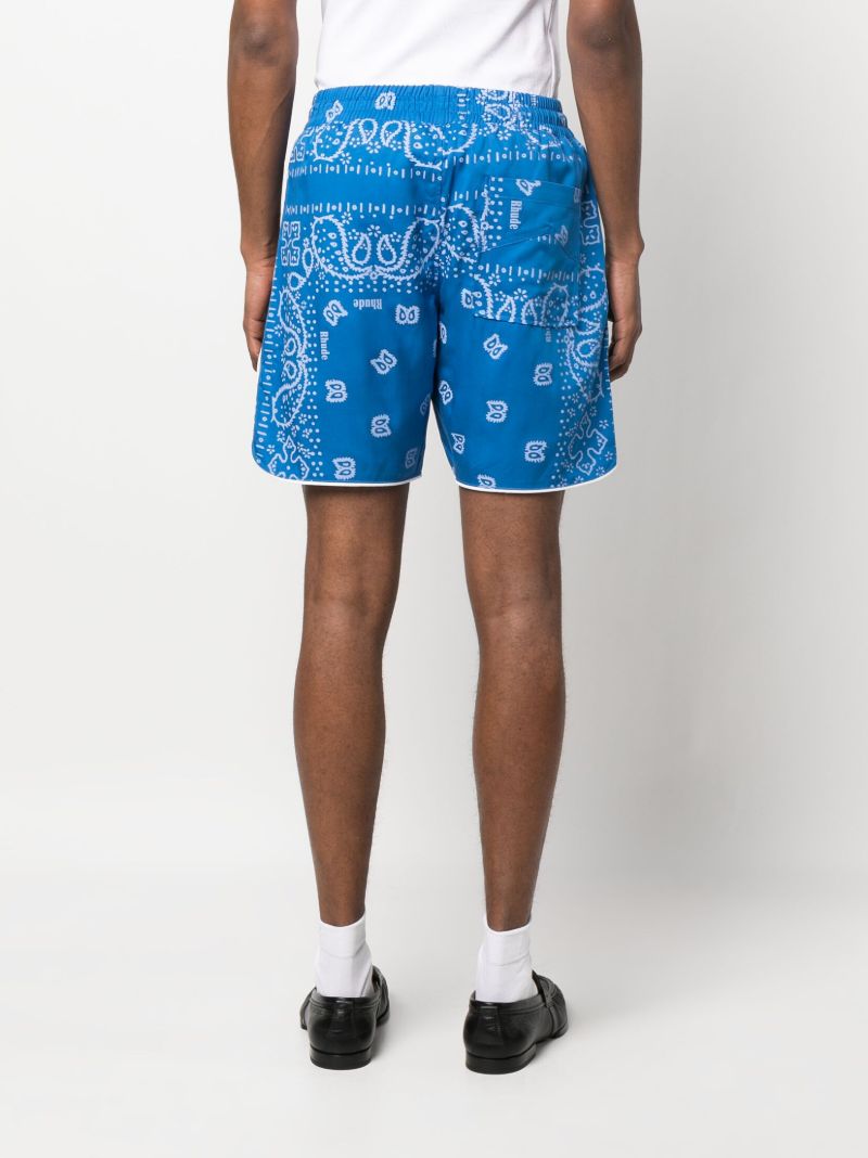 Blue Bandana Print Track Shorts
