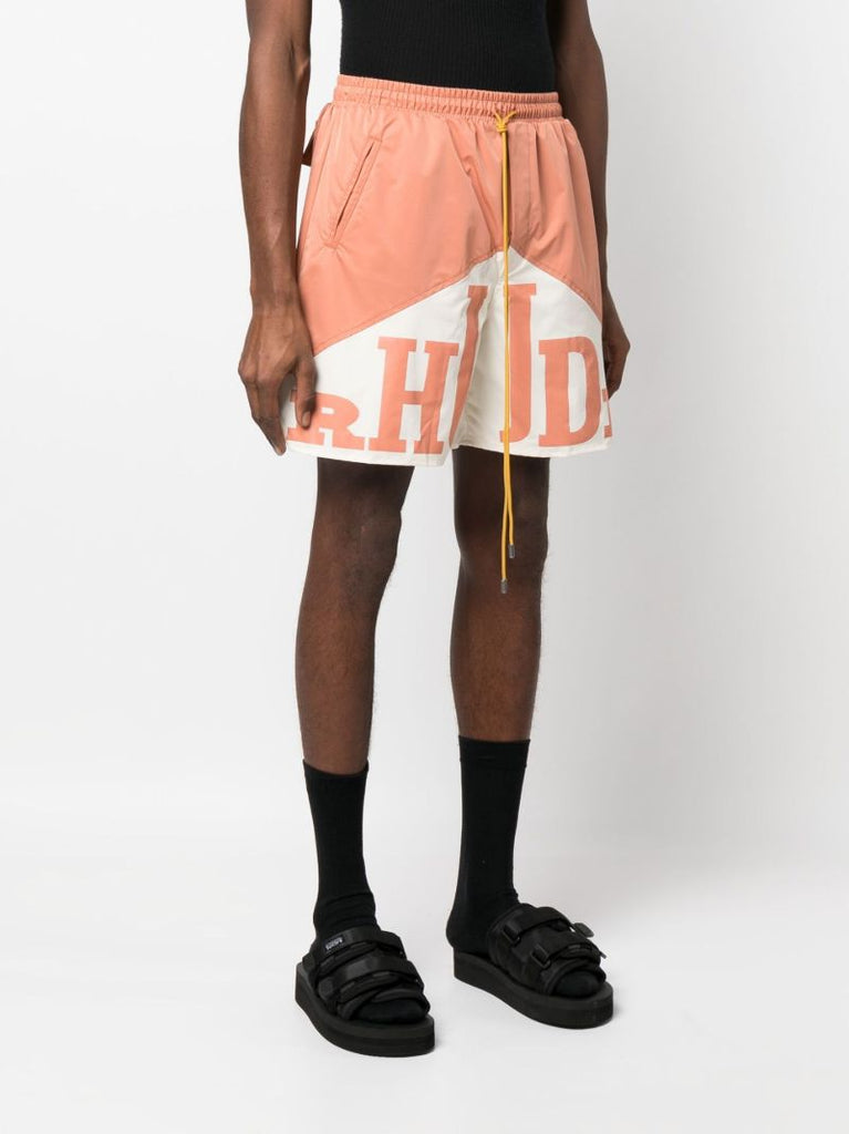 Orange Logo Print Track Shorts