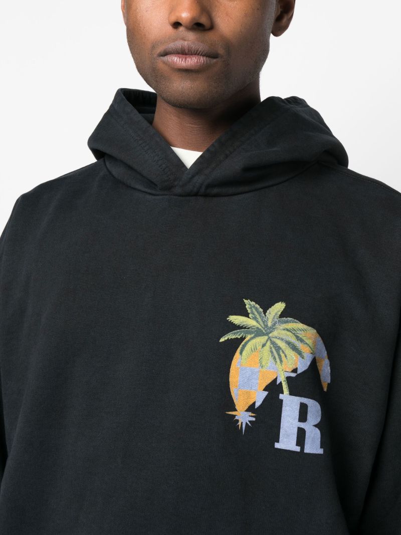 Black Moonlight Tropics Print Hoodie