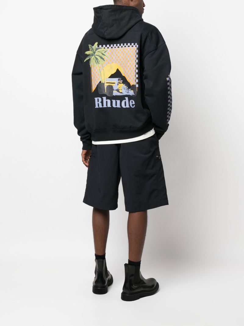 Black Moonlight Tropics Print Hoodie