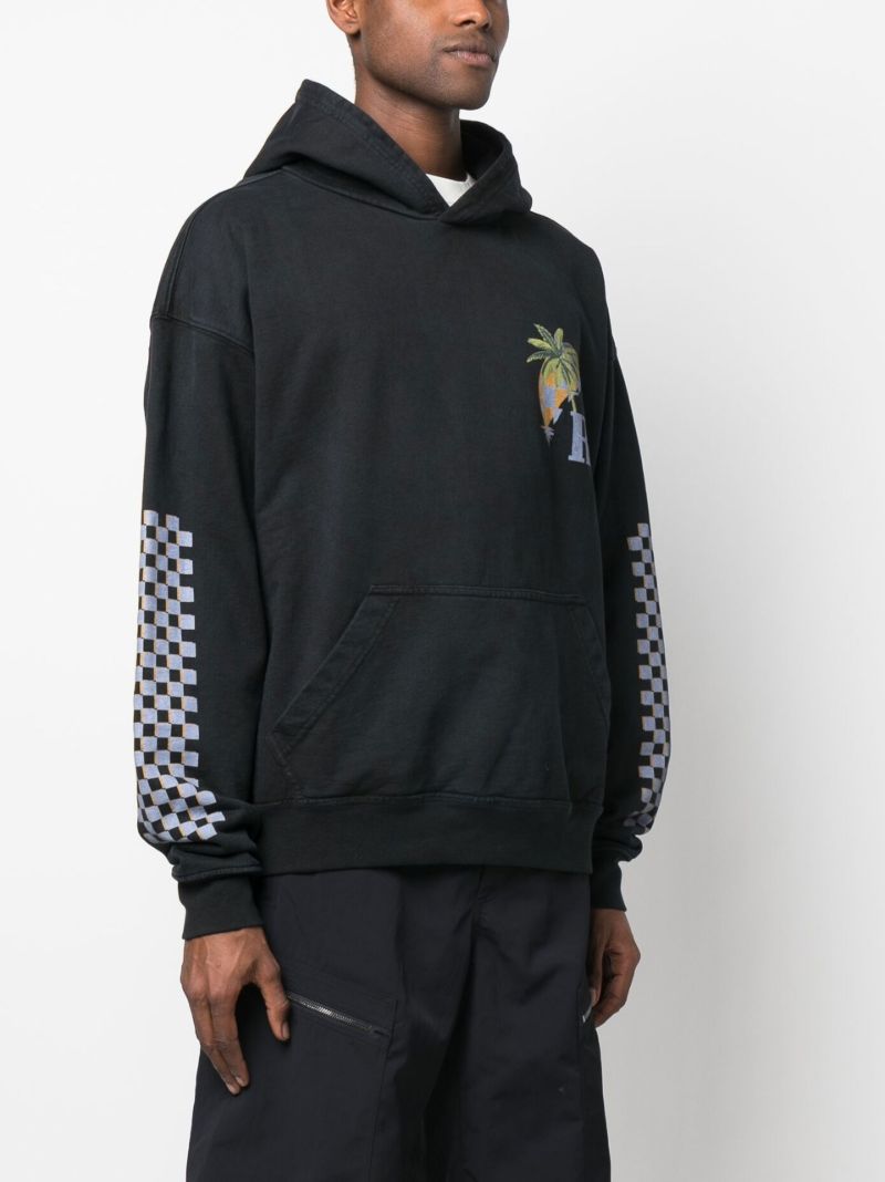 Black Moonlight Tropics Print Hoodie
