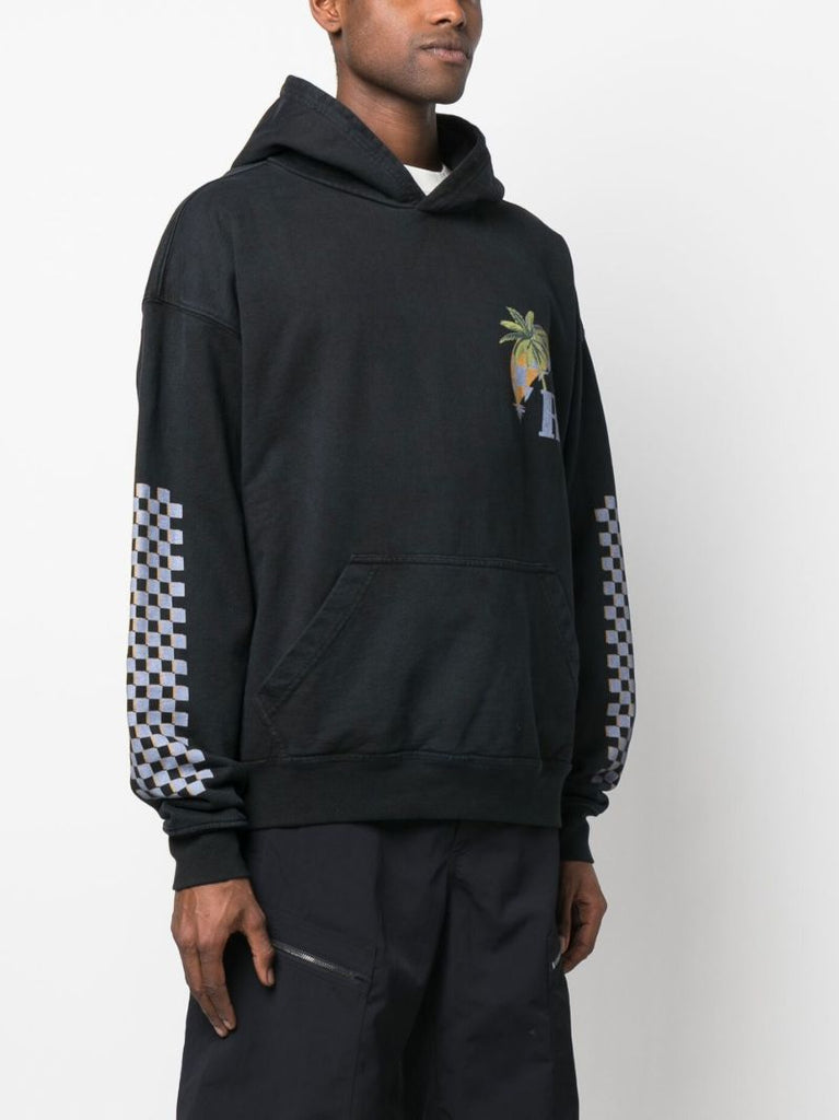 Black Moonlight Tropics Print Hoodie